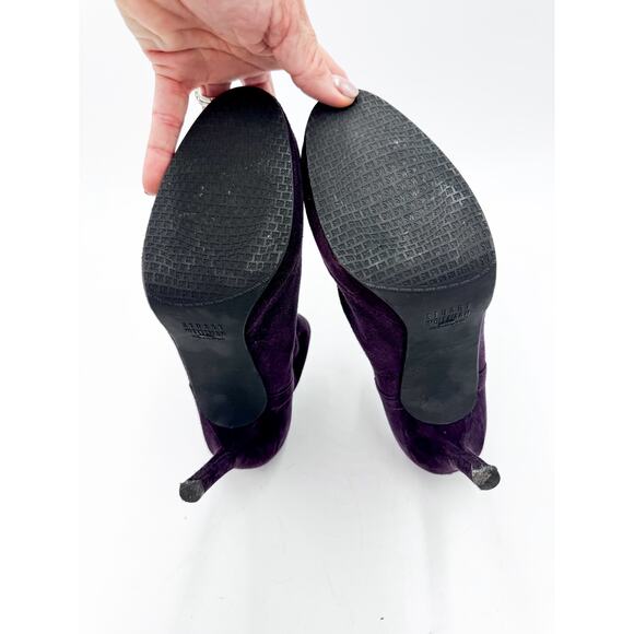 Stuart Weitzman Size 8 Purple Suede Stiletto Booties - Picture 6 of 7